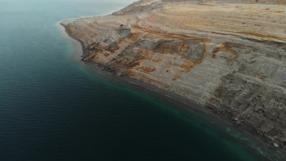 Dead sea drone view 4k flight over the salt lake