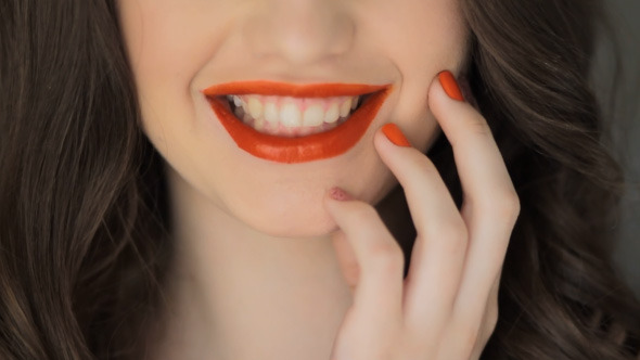 Smiling Lips Makeup Fashion Style Pose