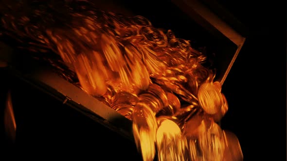 Gold Coins Poured Out Of Chest In Fire Light