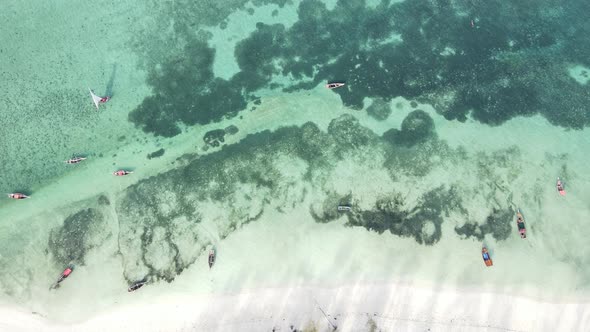 Aerial View of the Indian Ocean Near the Shore of the Island of Zanzibar Tanzania Slow Motion