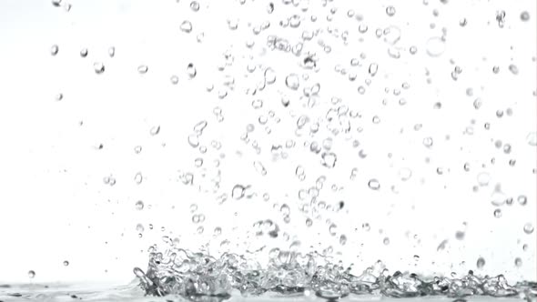 Super Slow Motion Drops of Water Fall on the Table