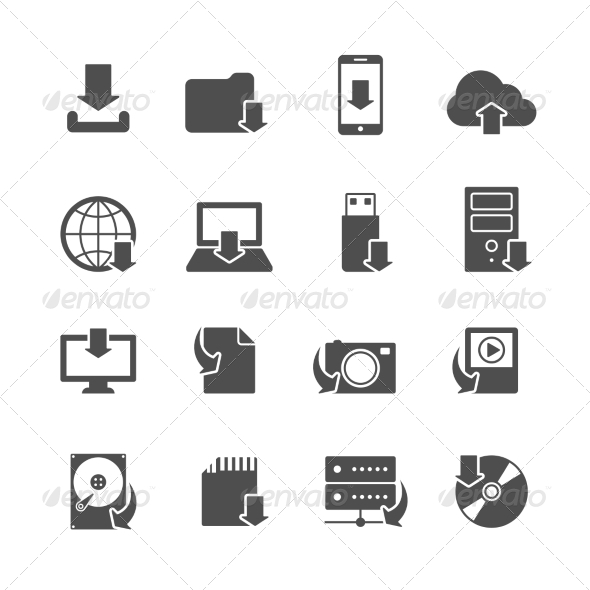 Internet Download Symbols Icons Set