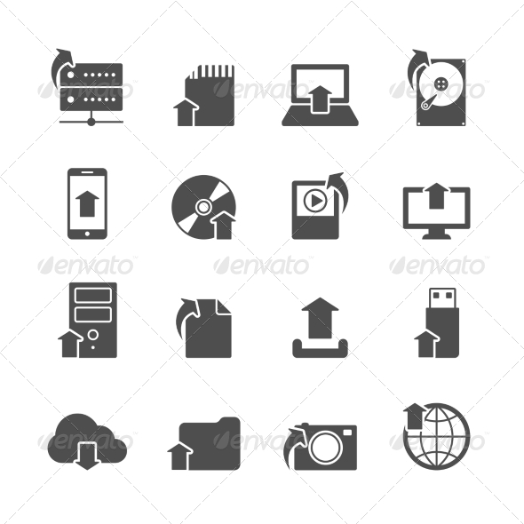 Internet Upload Symbols Icons Set