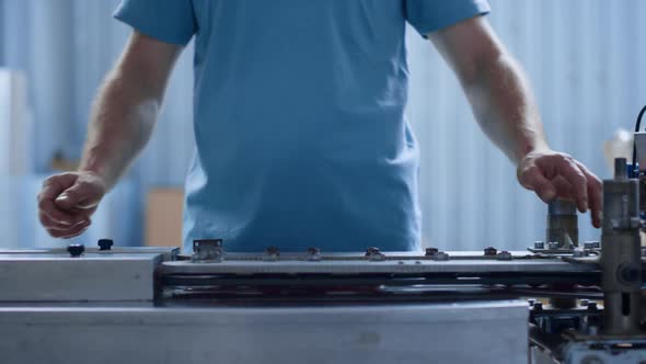 Worker Hands Operating Production Process Sort Packs at Tomato Factory Closeup