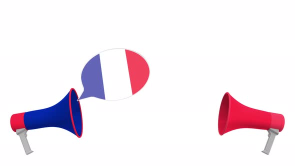 Speech Bubbles with Flags of Austria and France