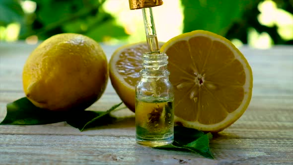Lemon Essential Oil in a Small Bottle