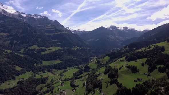 Flight over the village of Val d'Illiez