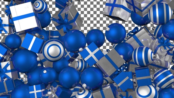 Christmas Balls and Gift Boxes Transition - Blue White alt