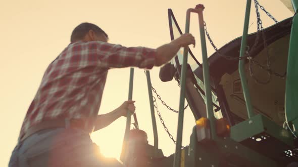 Driver Go Tractor Cabin at Sunset