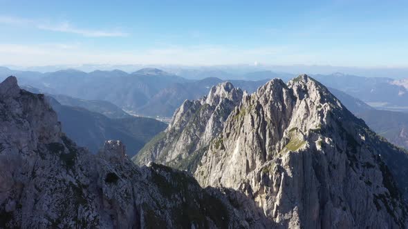 Flight above mountains peak in julian alps,Mangart,Triglav National Park