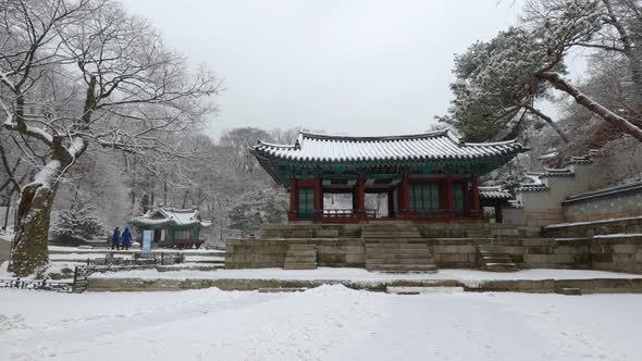 Changdeokgung Palace Secret Garden in winter Seoul  South Korea 