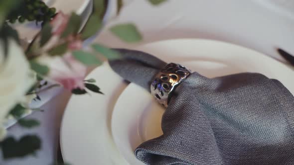 Beautiful Wedding Decor All Decorated in Blue Grey Style Camera Moving Slow Motion