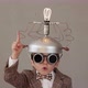 Funny child wearing handmade helmet with lightbulb. Slow motion - VideoHive Item for Sale