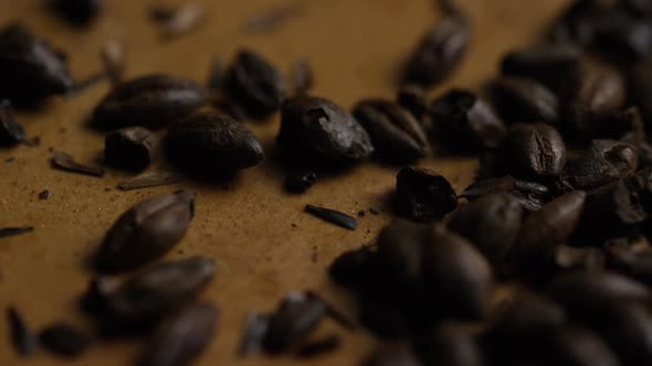 Rotating shot of barley and other beer brewing ingredients