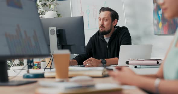 Customer Service Employee Claims Insurance Adjuster Leads Video Call Through Computer Man Waves Hand