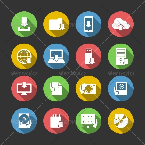 Internet Download Symbols Icons Set