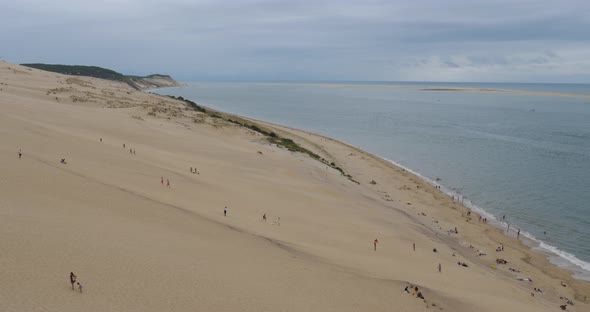 Dune du Pilat, Gironde,Nouvelle Aquitaine, France. The banc d'Arguin in front of the dune.