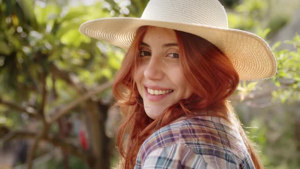 Young Girl Horse Rider Smiles on Her Ranch