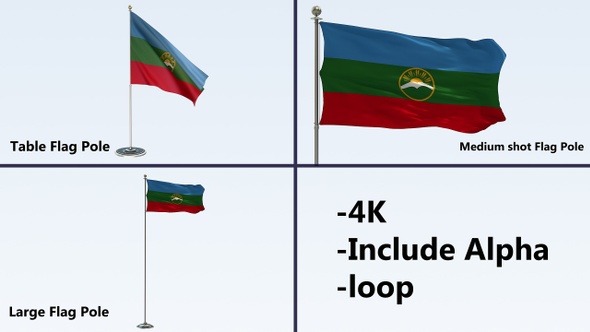 Karachay Cherkessia Flag Pole Pack 4k-Loop