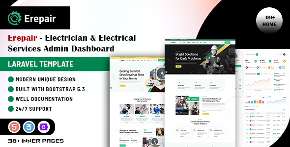 Erepair - Electrician & Electrical Services Admin Dashboard Laravel Template