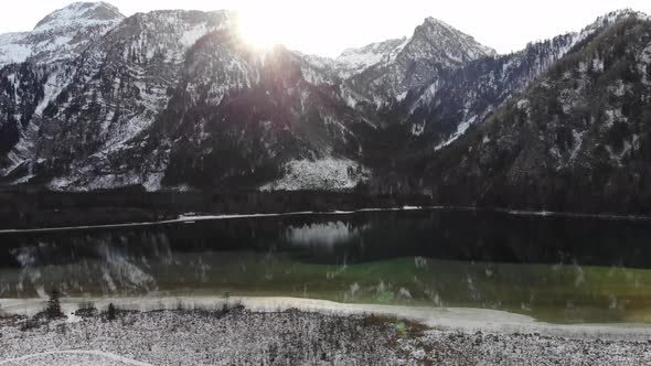 Beautiful Winter Landscape on the Lake Offensee in the Mountains in Upper Austria Salzkammergut