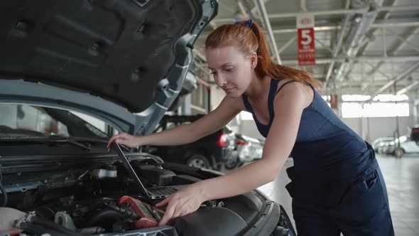 Female Mechanic Enjoying her Job alt