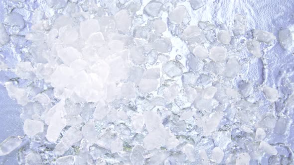 Super Slow Motion Shot of Falling Crushed Ice Background at 1000 Fps