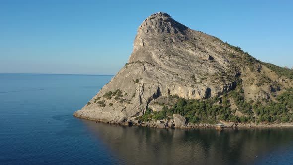Aerial View of Moutains Rocks and Sea in Crimea