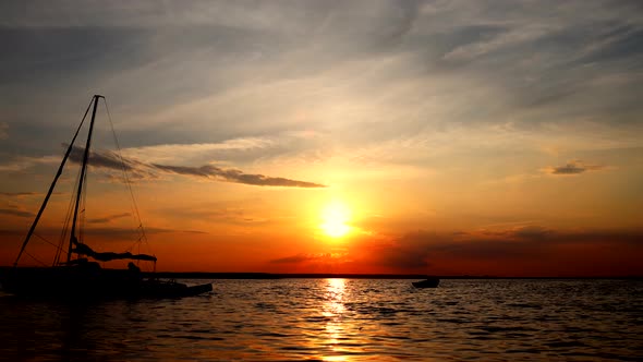 Beautiful landscape with sunset over lake Svityaz in Ukraine, 4k, timeleps.