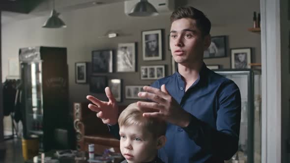 Blonde Boy in Hair Salon