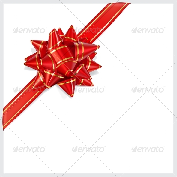 Bow of Red Ribbon Located Diagonally
