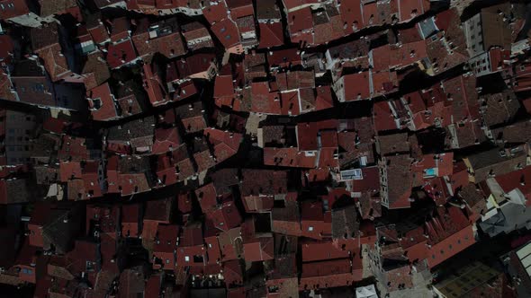 Red Tile Roofs of Houses From the Air