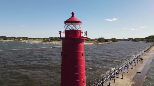 Grand Haven, Michigan lighthouse circle view.