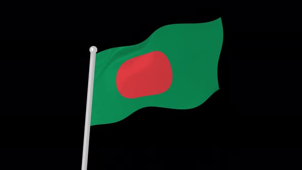 Bangladesh Flag Flying Wavy Animated Black Background