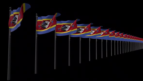 Row Of Eswatini Flags With Alpha 2K