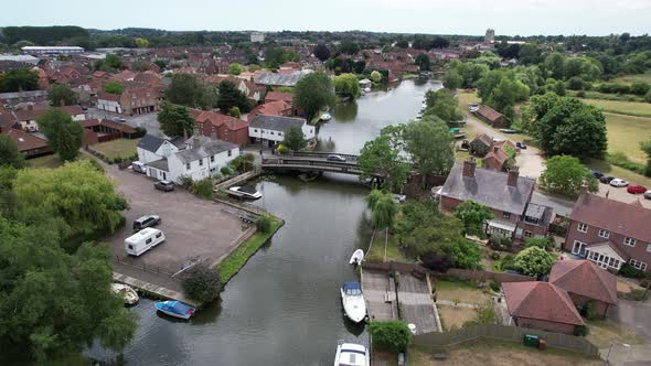 Beccles town in Suffolk UK drone aerial view