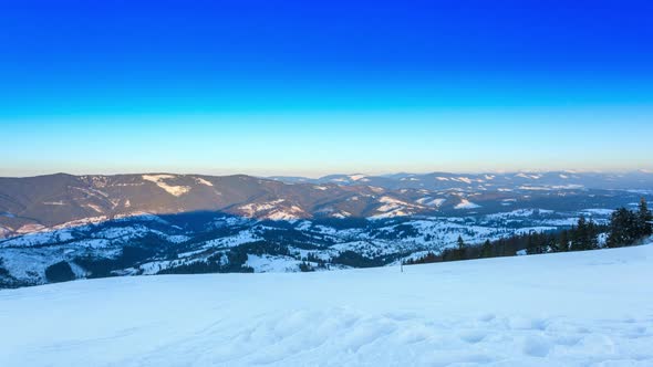 Mountain Peak with Snow Blow By Wind