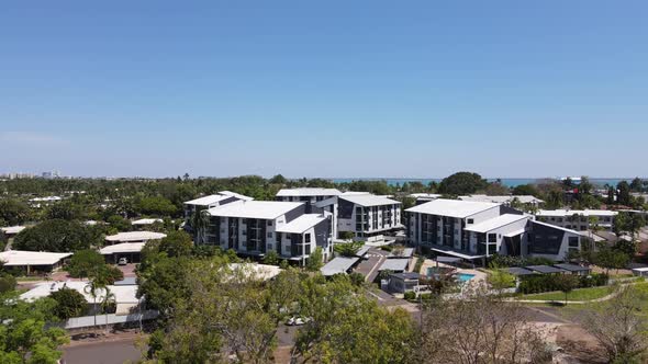 Aerial elevating drone shot of Fannie Bay in Darwin, Northern Territory