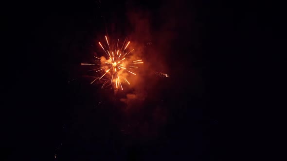 Fireworks on the Background of the Dark Night Sky