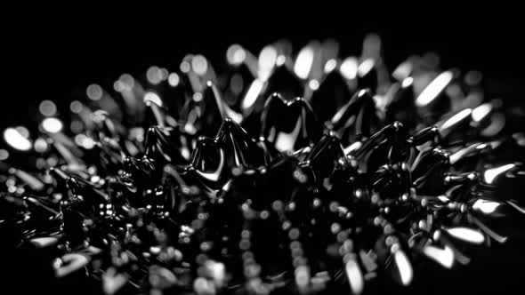 Super Slow Motion Macro Shot of Magnetic Liquid Ferrofluid in Motion at 1000Fps.