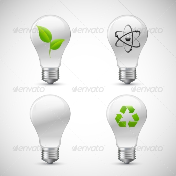 Lightbulb Eco Science Icons Set
