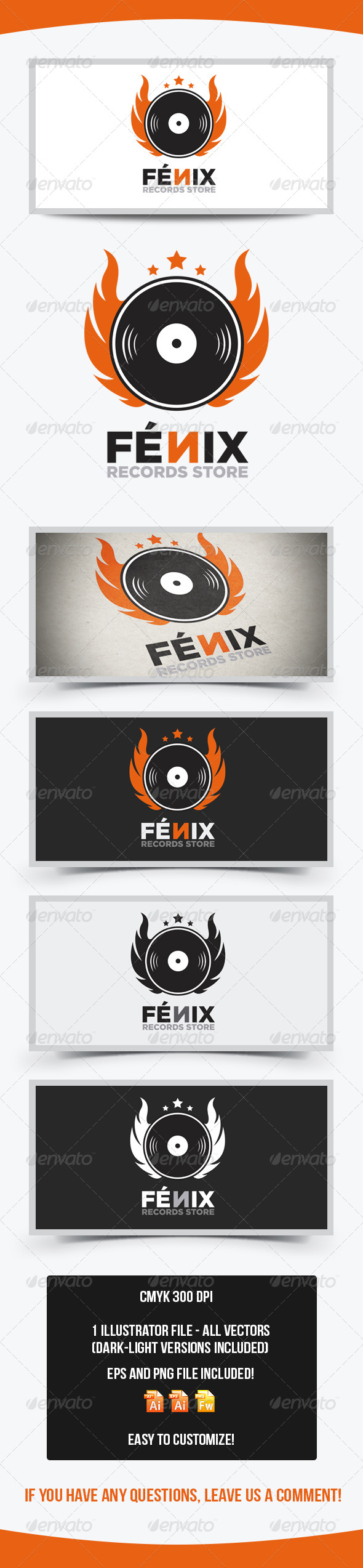 Fenix Records Store Logo Template