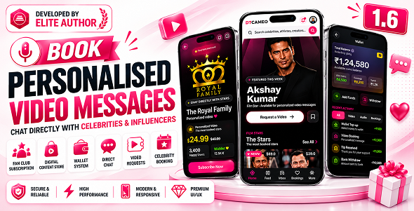 DTCameo – Celebrity & Influencer Video Messages | Flutter App with Laravel Admin Panel