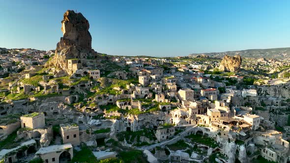 Awesome aerial view of Ortahisar 4 K Turkey Cappadocia