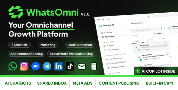 WhatsOmni – AI Omnichannel Messaging, CRM & Automation SaaS for Marketing, Leads, Sales & Support