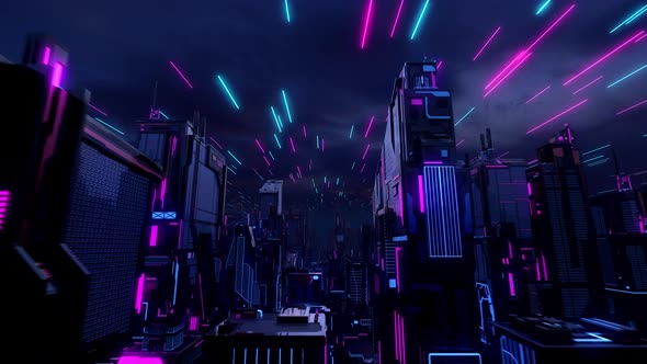 Futuristic Night City Background 4K