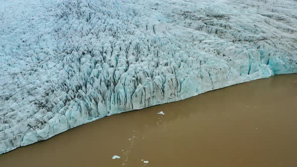 Aerial Drone Footage of Vantajokull Glacier in Iceland and Fjallsarlon Lake