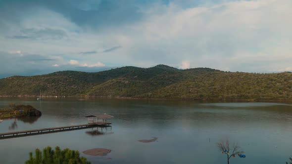 cloudy lake reflection timelapse