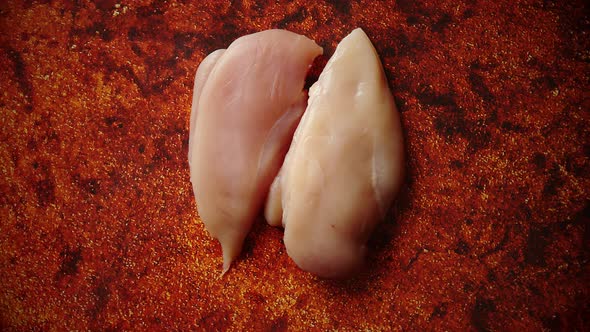 Top View of Two Fresh Raw Chicken Fillets