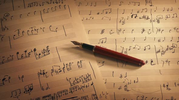 Writing Music Pen On Sheets